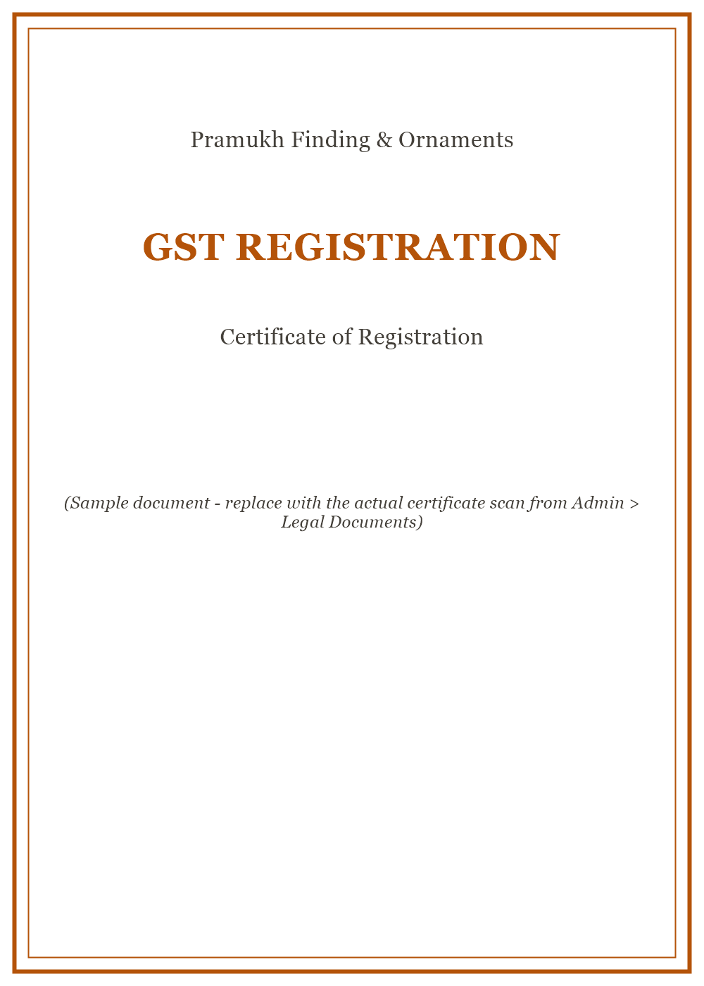 GST Registration Certificate